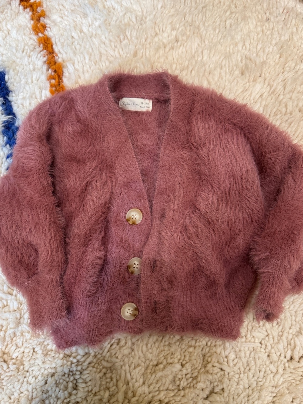 Rylee + Cru Dusty Rose Fuzzy Button Cardigan